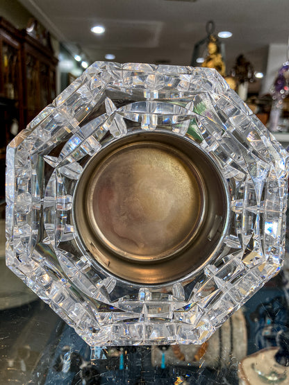 Vintage Waterford Clear Cut Crystal Quartz Roman Numeral Octagonal Tabletop Clock