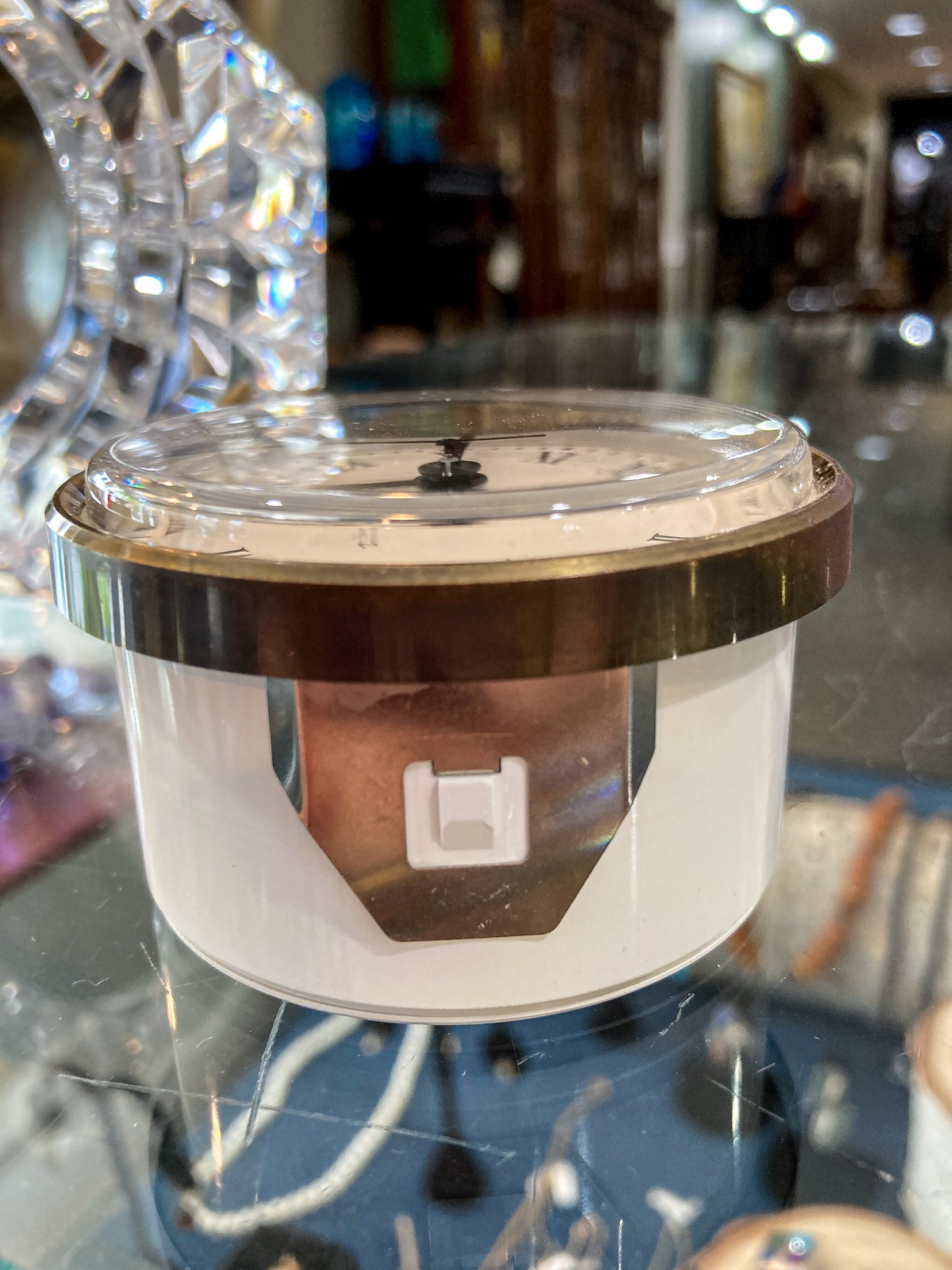 Vintage Waterford Clear Cut Crystal Quartz Roman Numeral Octagonal Tabletop Clock