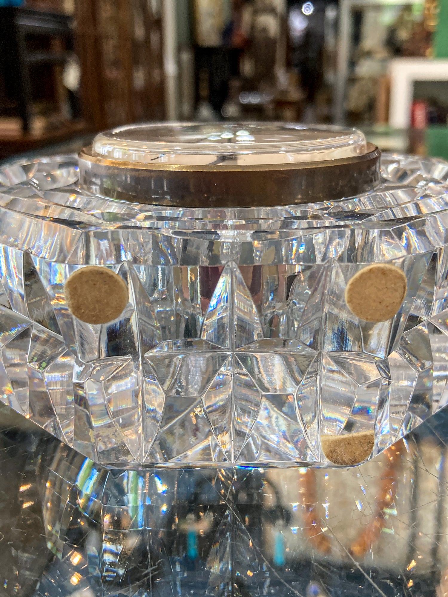 Vintage Waterford Clear Cut Crystal Quartz Roman Numeral Octagonal Tabletop Clock