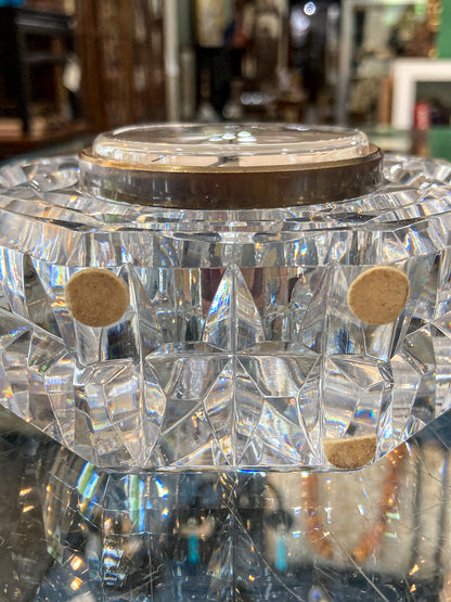 Vintage Waterford Clear Cut Crystal Quartz Roman Numeral Octagonal Tabletop Clock