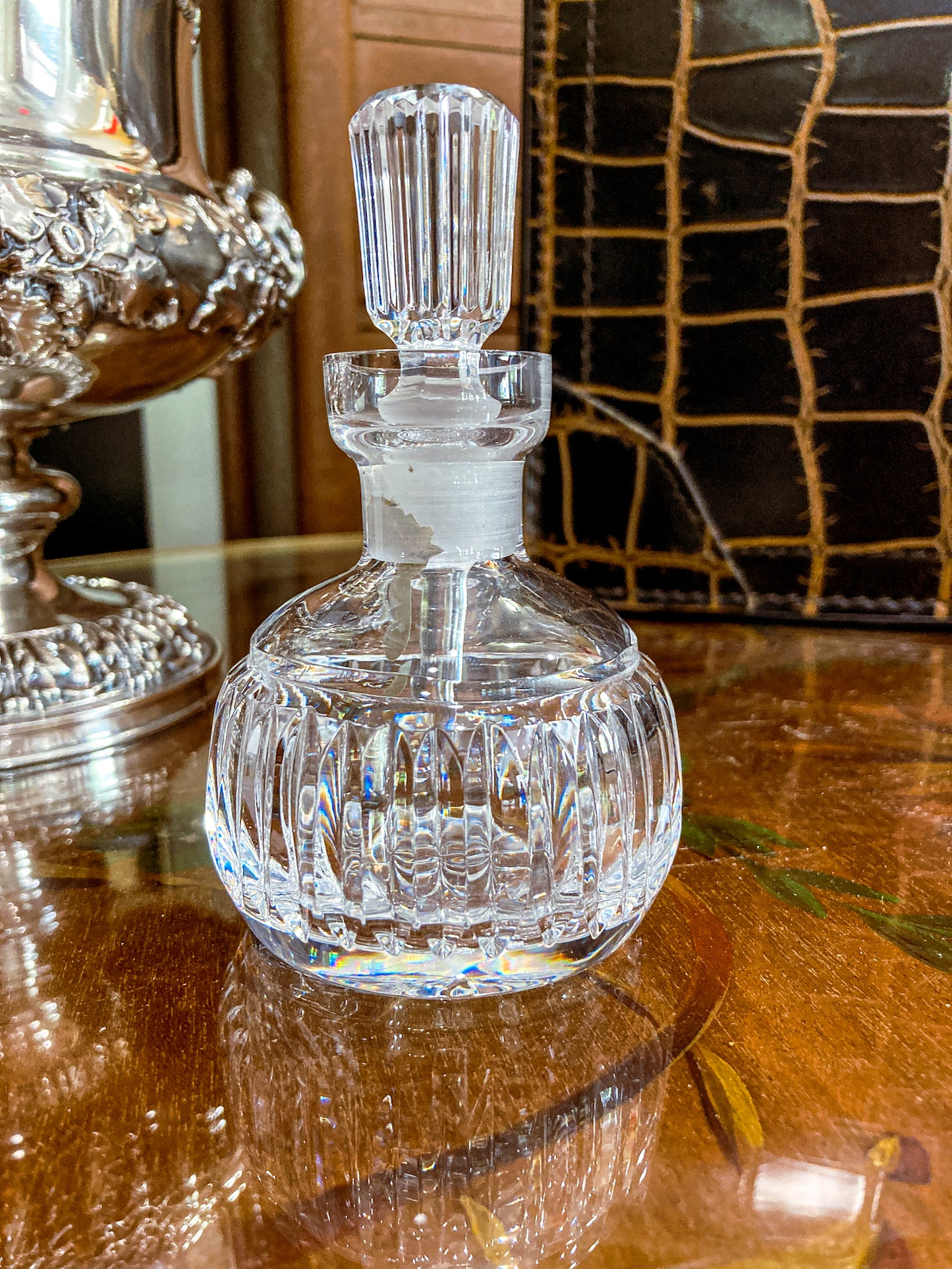 Vintage Waterford Hand Cut Clear Crystal Perfume Scent Bottle
