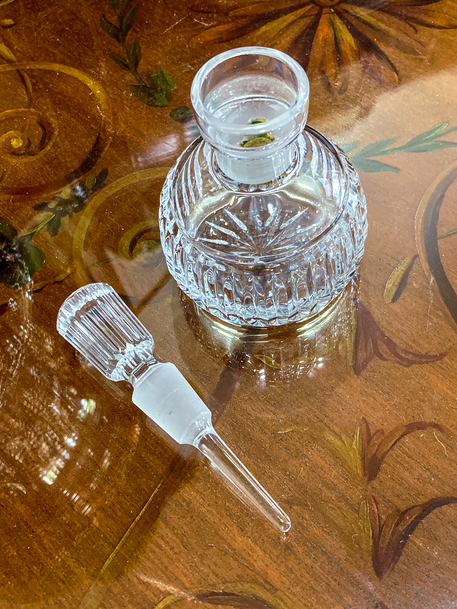 Vintage Waterford Hand Cut Clear Crystal Perfume Scent Bottle