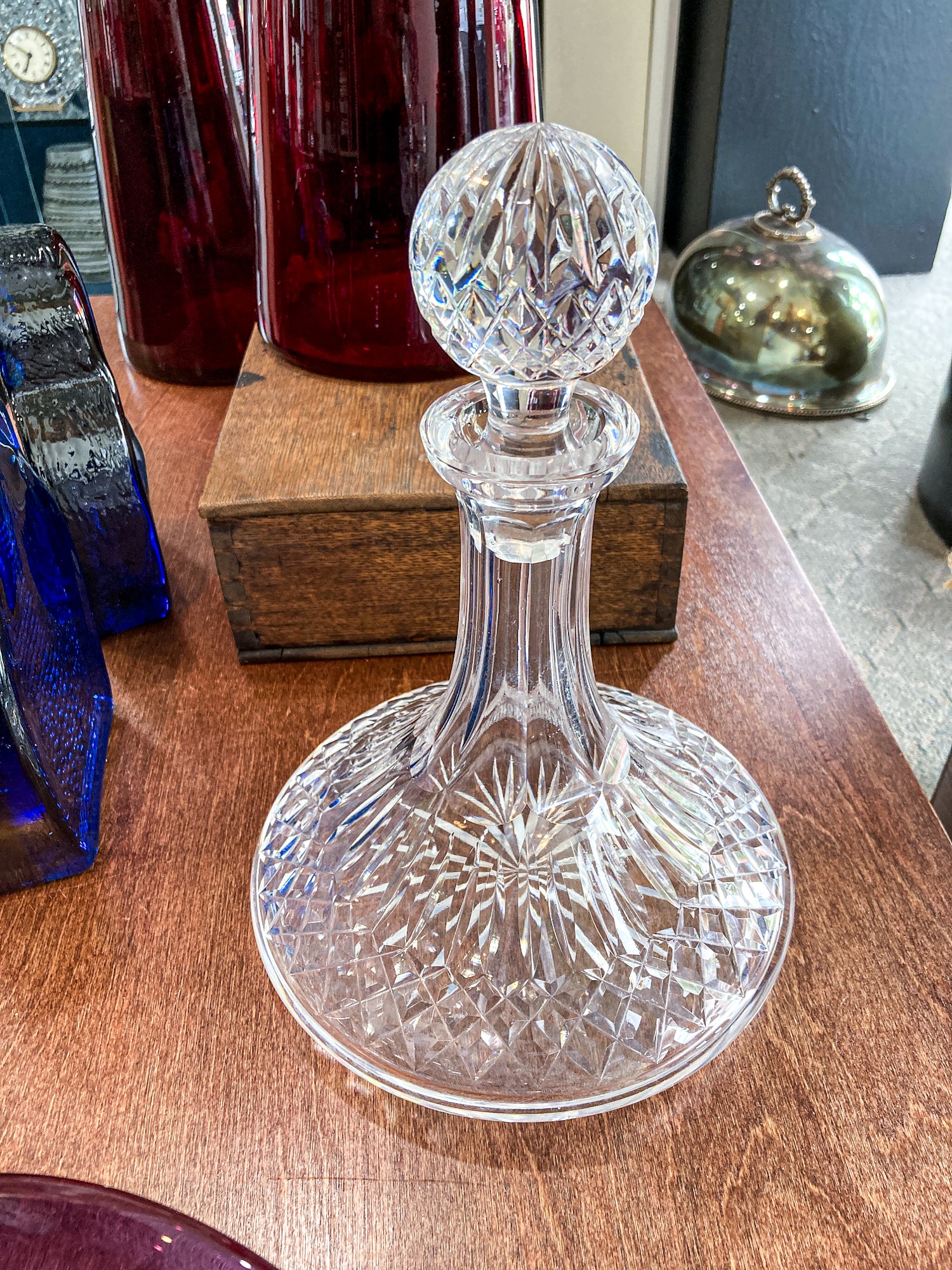 Vintage Waterford Clear Crystal Lismore Ships Decanter Barware