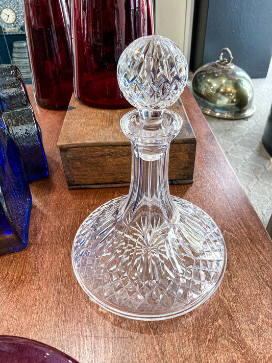 Vintage Waterford Clear Crystal Lismore Ships Decanter Barware