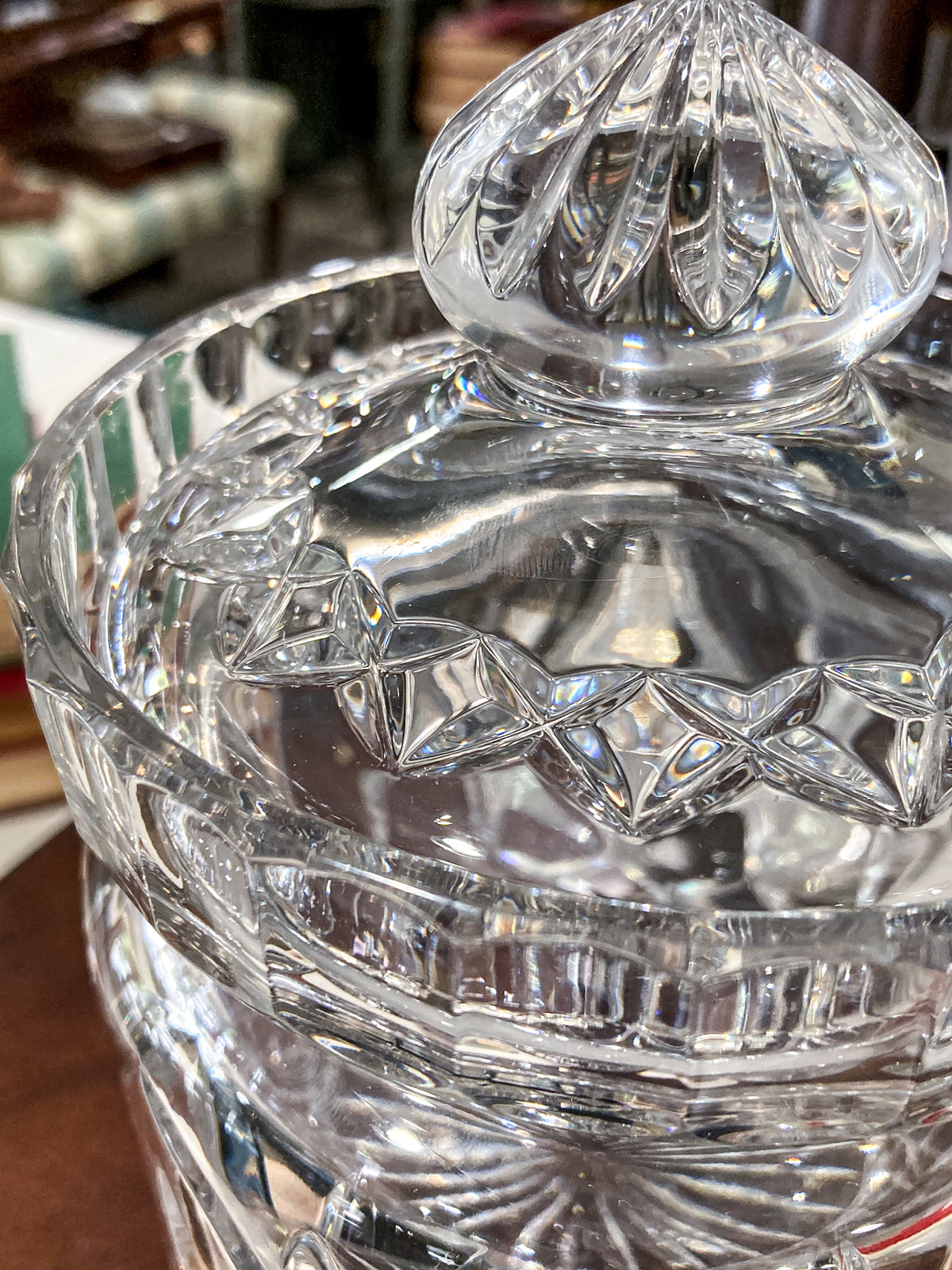 Vintage Waterford Irish Clear Cut Crystal Lidded Biscuit Candy Jar