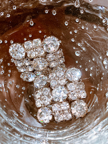 Vintage WEISS Clear Glass Rhinestone Diamond Square Clip On Earrings