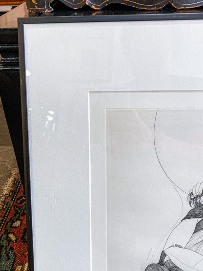 Vintage Woman And Horse Philippe Mohlitz (1941-2019) Black & White Framed Etching