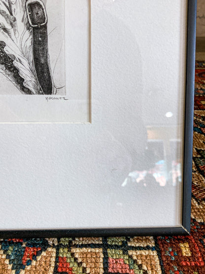 Vintage Woman And Horse Philippe Mohlitz (1941-2019) Black & White Framed Etching