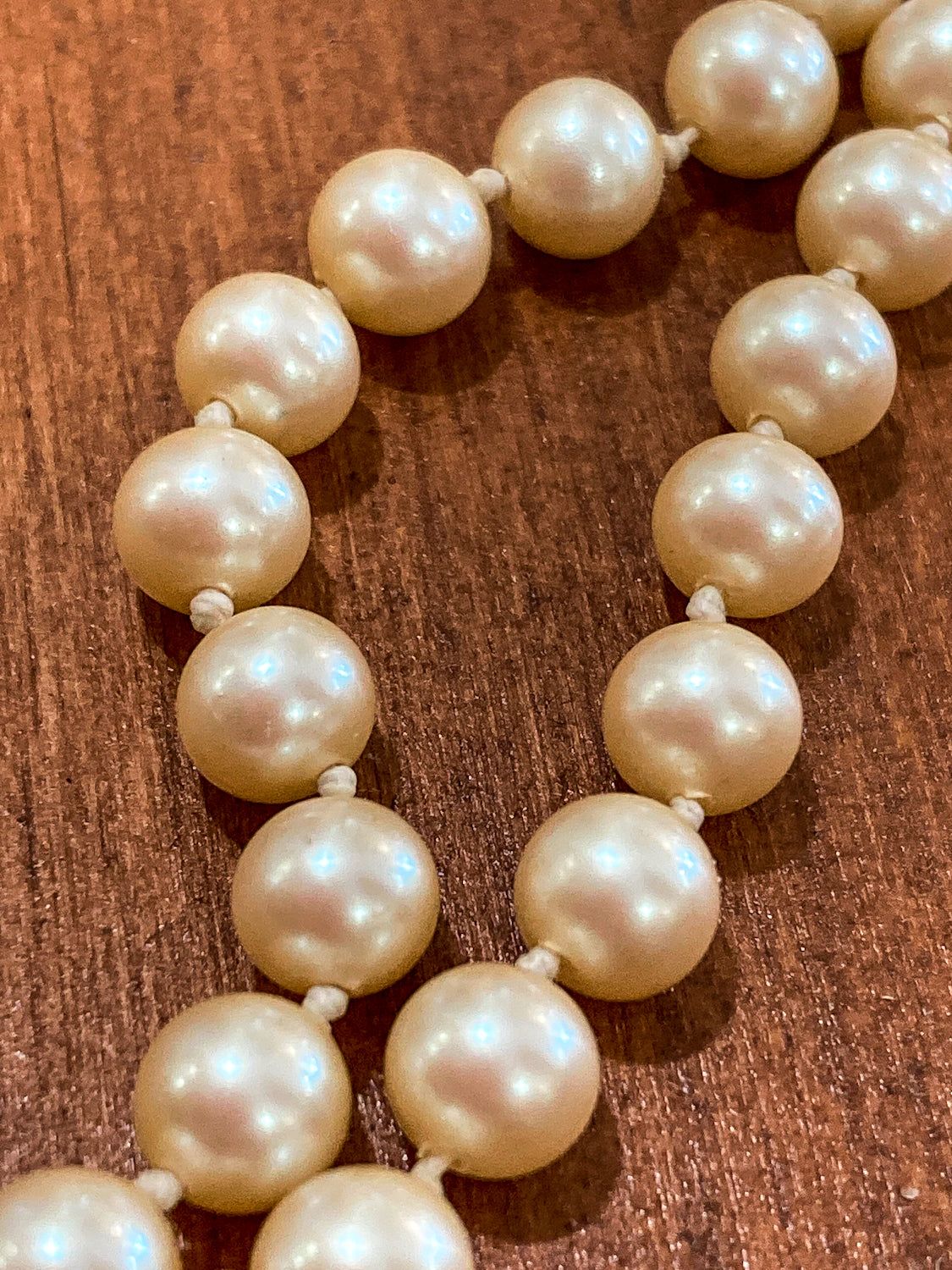 Vintage Yellow Gold Plated Silver Hand Knotted Extra Long Pearl Necklace