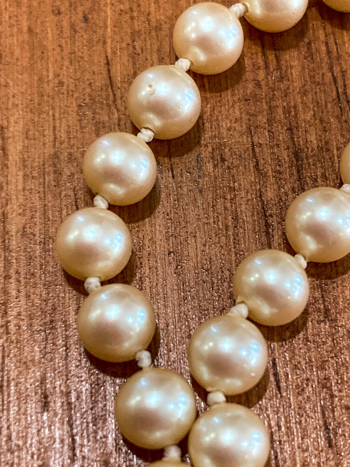 Vintage Yellow Gold Plated Silver Hand Knotted Extra Long Pearl Necklace