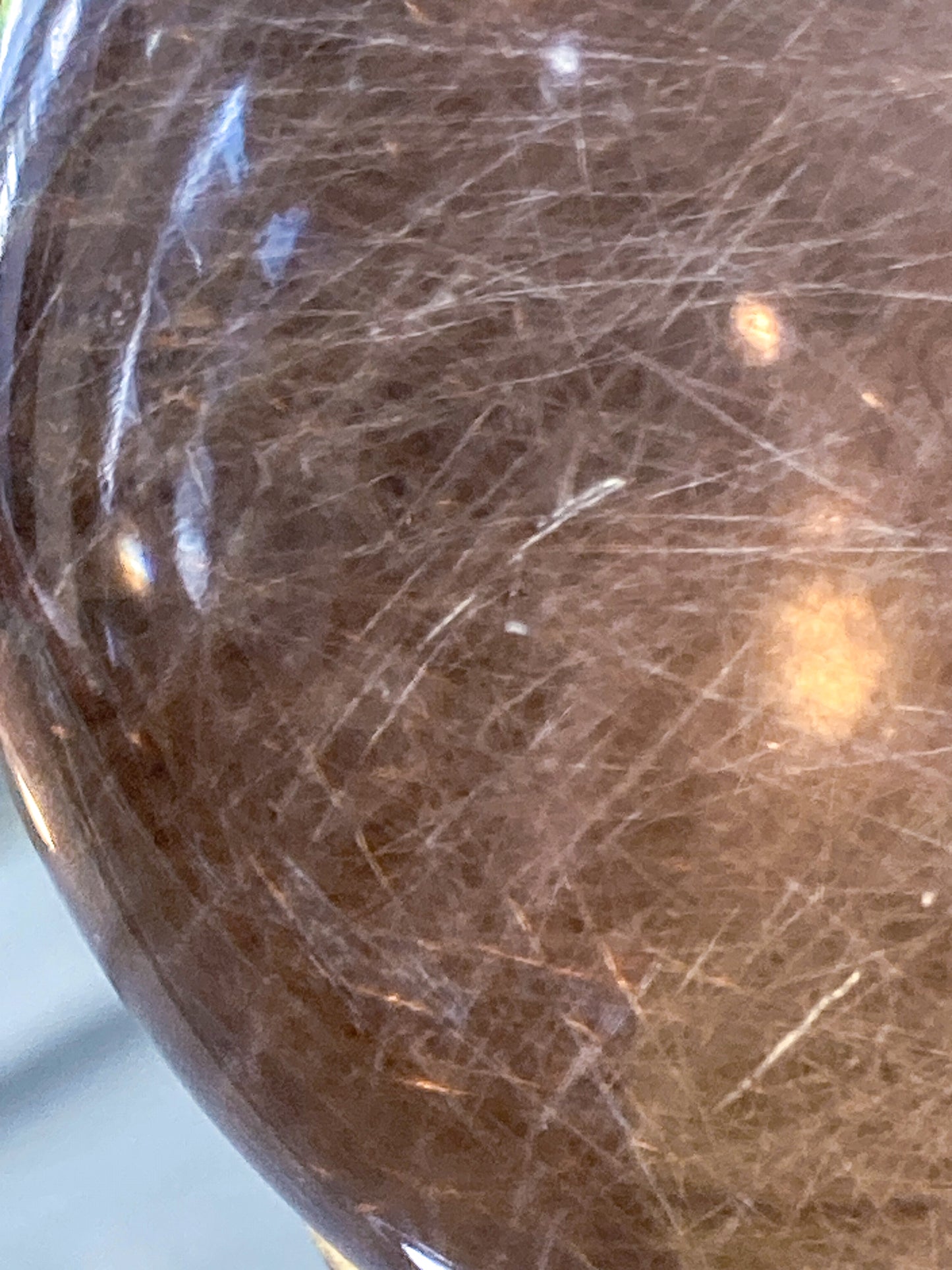 Vintage Yellow Tourmaline Stone Sphere Crystal Ball Brass Footed Stand