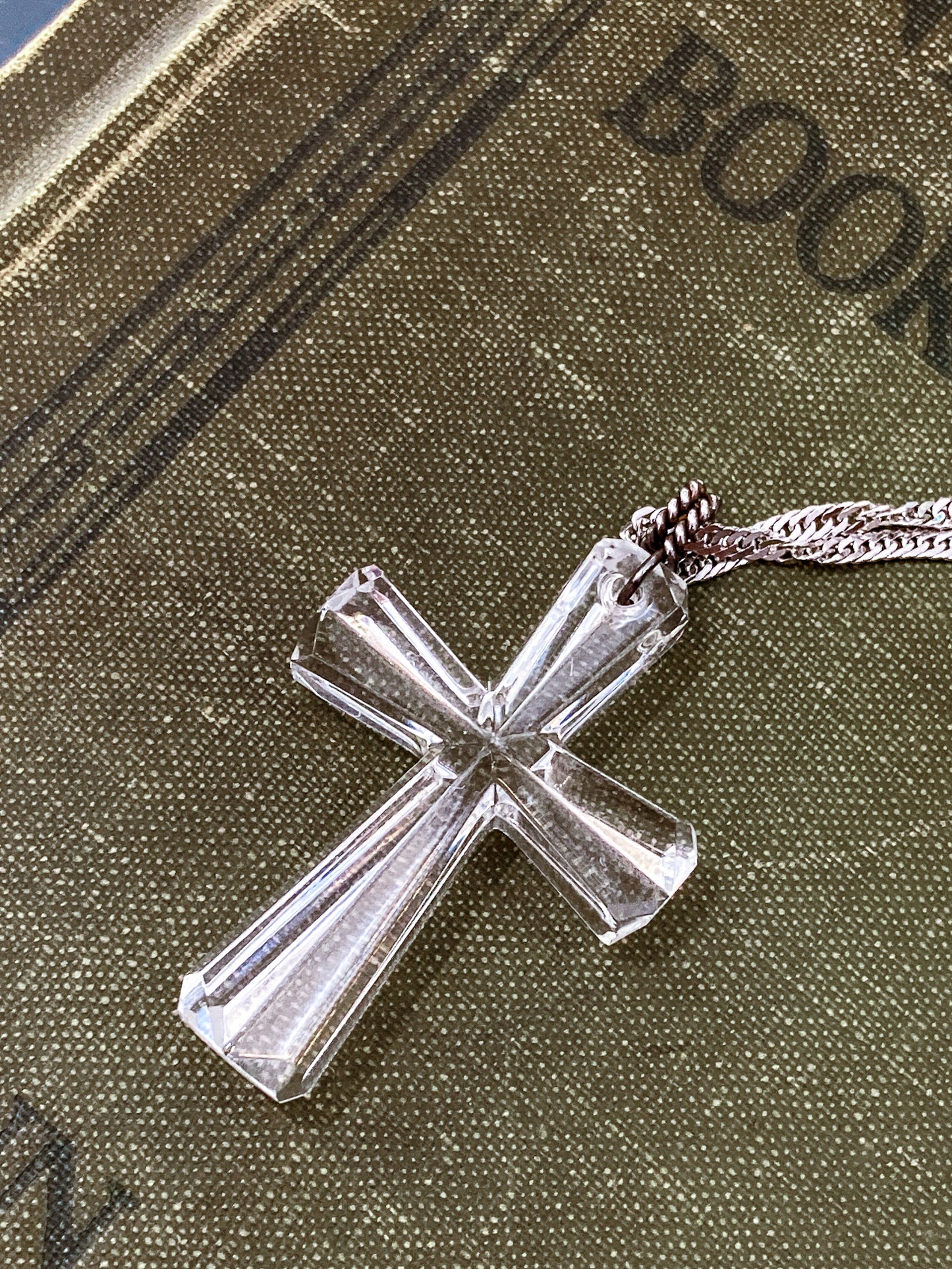 Waterford Clear Crystal Cross Sterling Silver Chain Pendant Necklace