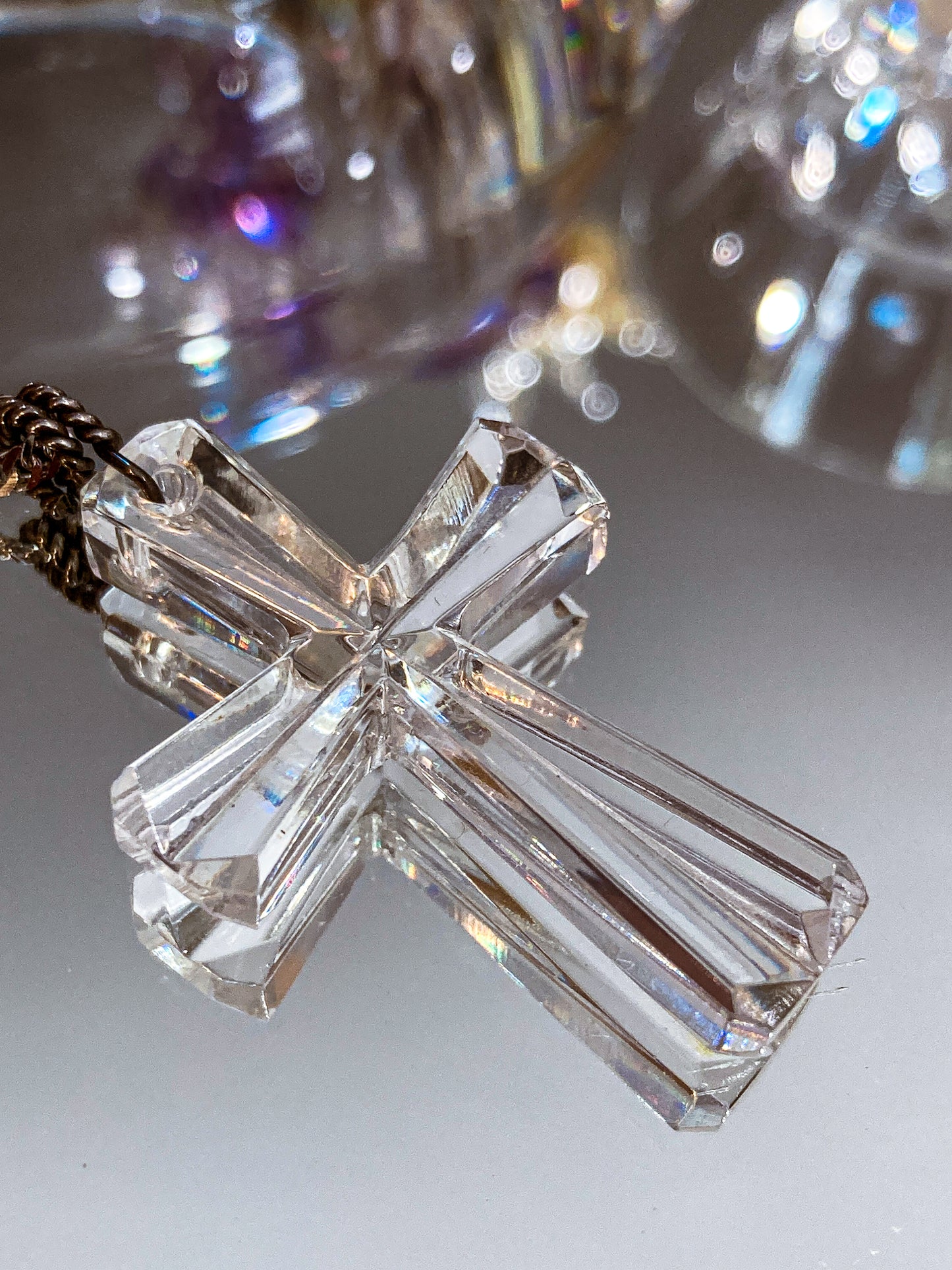 Waterford Clear Crystal Cross Sterling Silver Chain Pendant Necklace