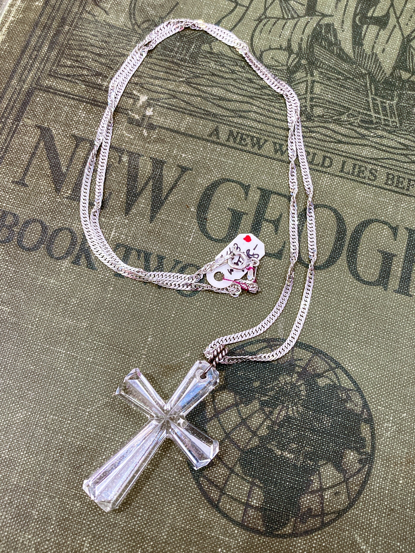 Waterford Clear Crystal Cross Sterling Silver Chain Pendant Necklace
