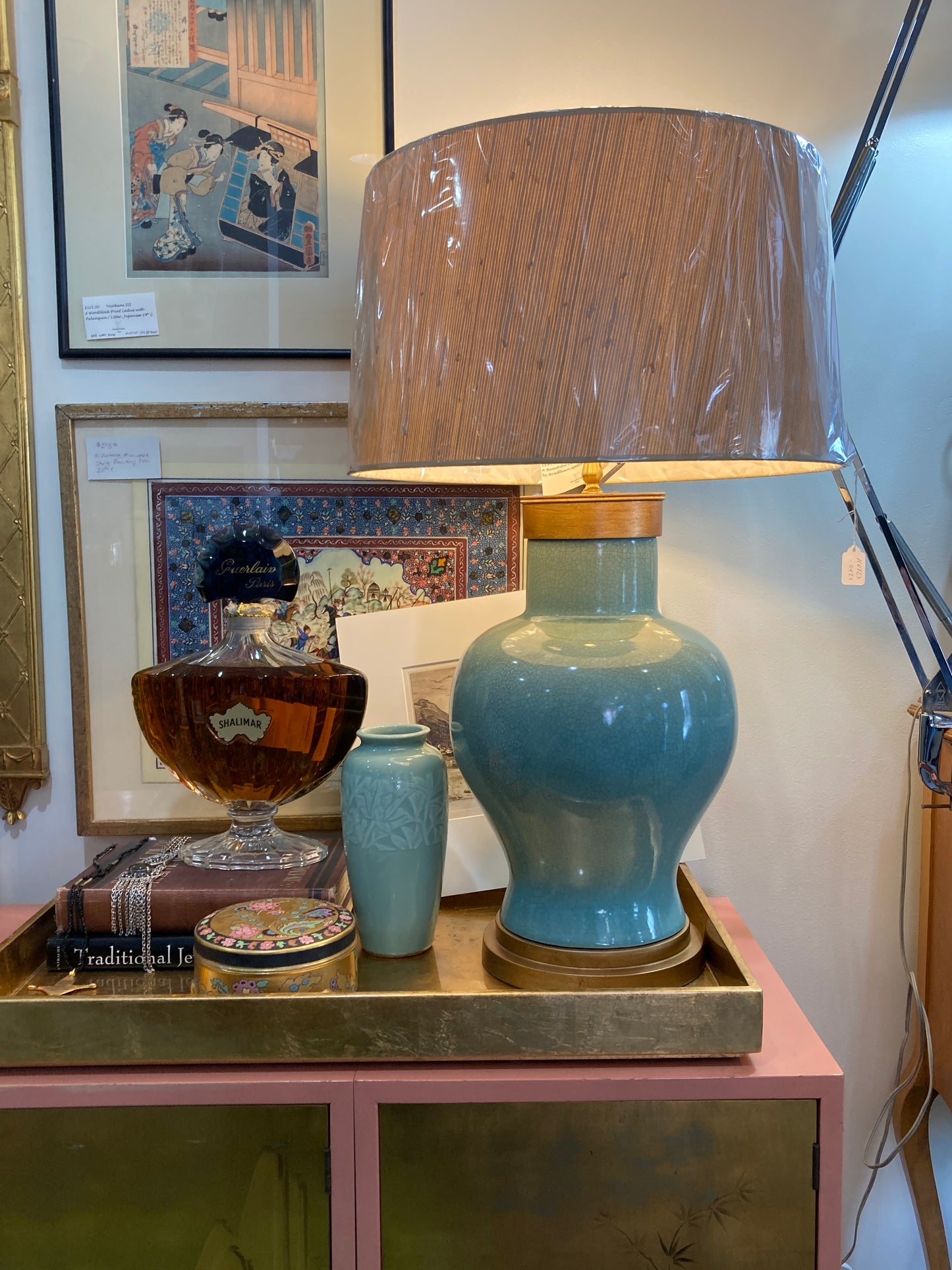Bradburn Gallery Celadon Cove Turquoise Aqua Gold Accent Lamp Light