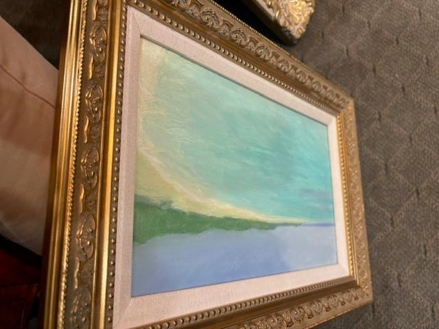 Vintage Impressionist Shoreline Painting Oil on Masonite by Roland Richardson 2003