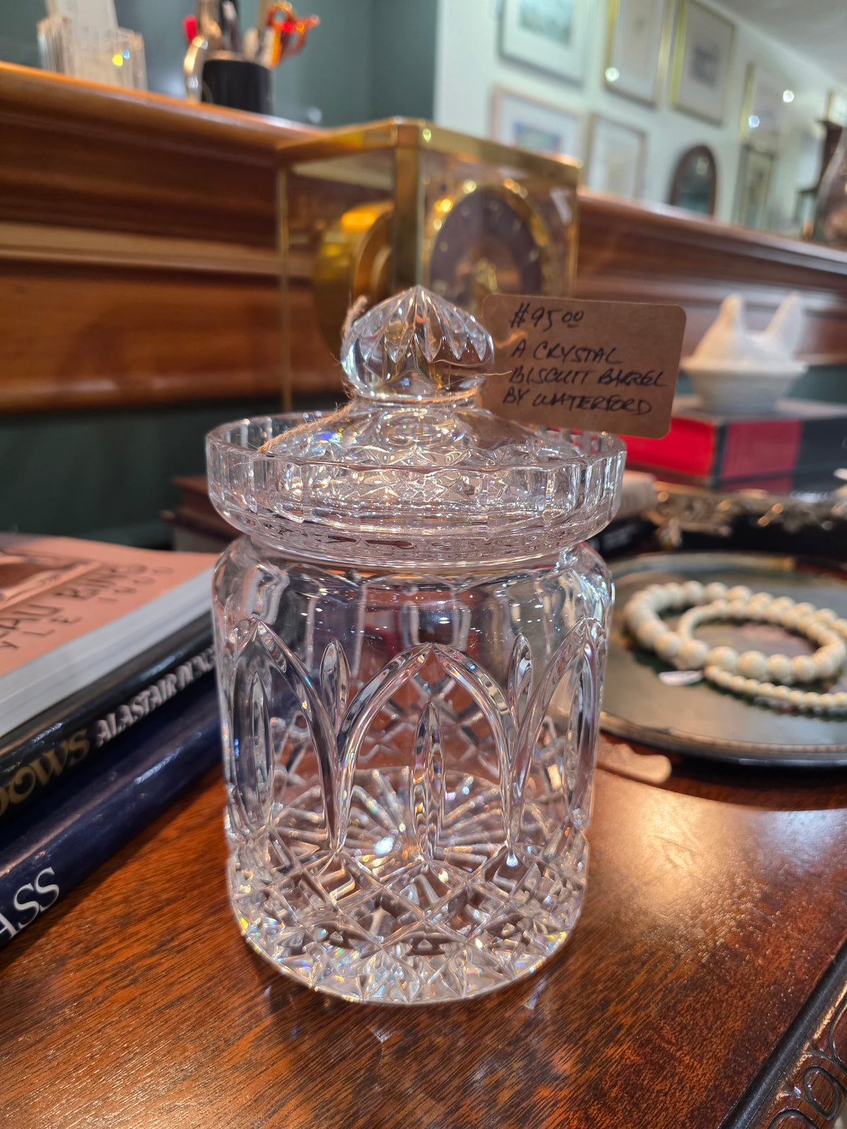 Vintage Waterford Irish Clear Cut Crystal Lidded Biscuit Candy Jar