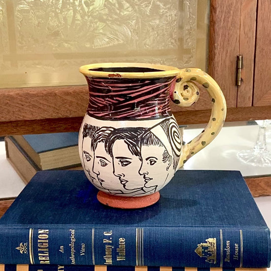 Vintage Daniel Postotnik Hand Potted Illustrative Portrait Mug As Found