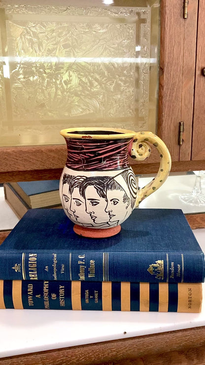 Vintage Daniel Postotnik Hand Potted Illustrative Portrait Mug As Found