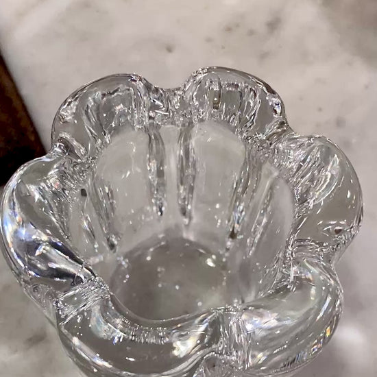 Vintage Orrefors Clear Crystal Flower Shaped Mini Votive Bud Vase
