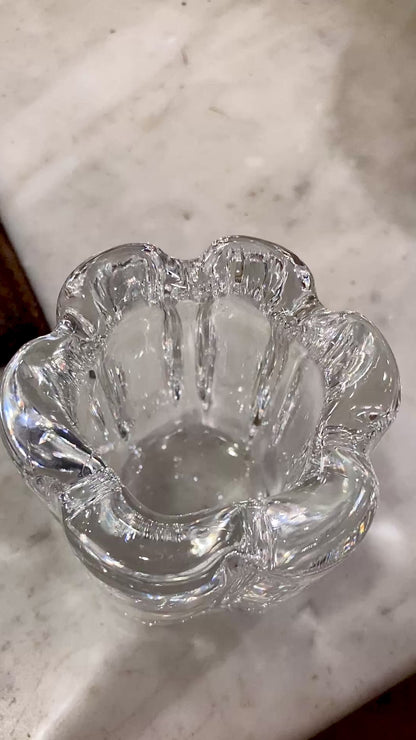 Vintage Orrefors Clear Crystal Flower Shaped Mini Votive Bud Vase