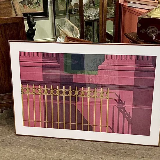 1978 Hugh Kepets Pink Gold Architectural Abstract Framed Offset Lithograph