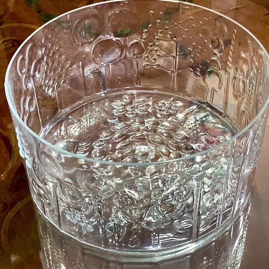 Vintage Stylized Botanical Pattern Oiva Toikka For Iittala Finland Glass Bowl