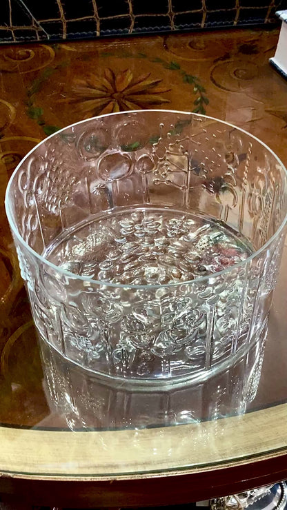 Vintage Stylized Botanical Pattern Oiva Toikka For Iittala Finland Glass Bowl