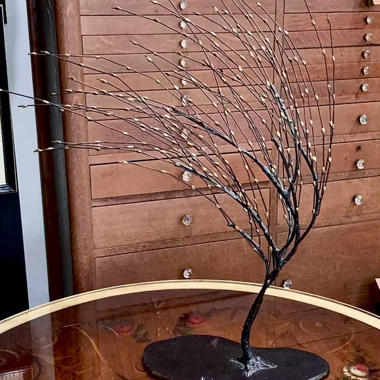 Vintage Modernist Wispy Willow Budding Tree William Wessel Bronze Sculpture