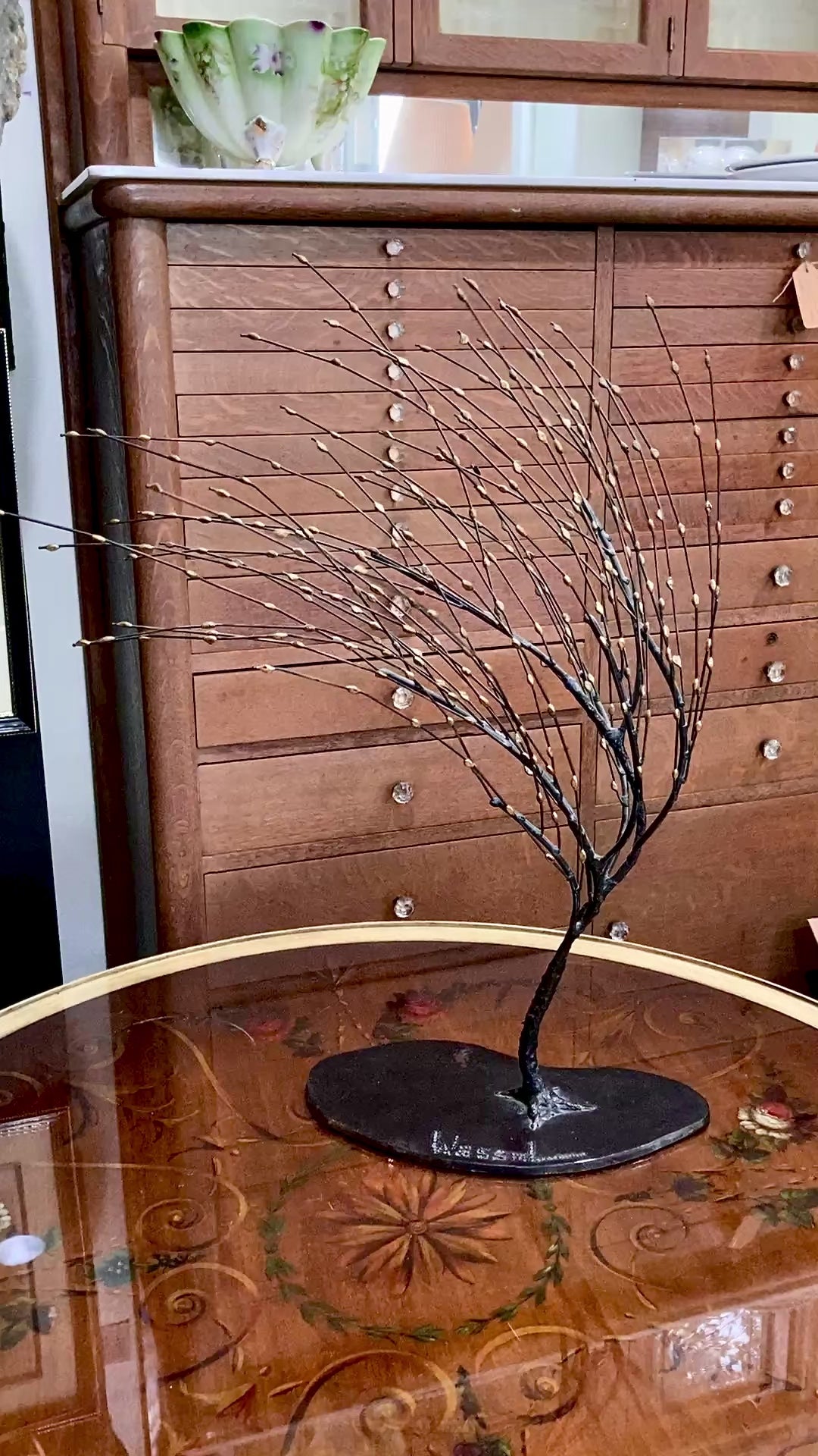 Vintage Modernist Wispy Willow Budding Tree William Wessel Bronze Sculpture