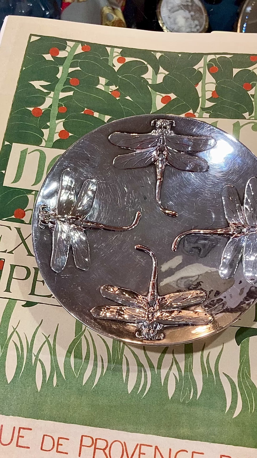 Art Nouveau Style Silver Plated Cristofle Gallia Dragonfly Dish Video