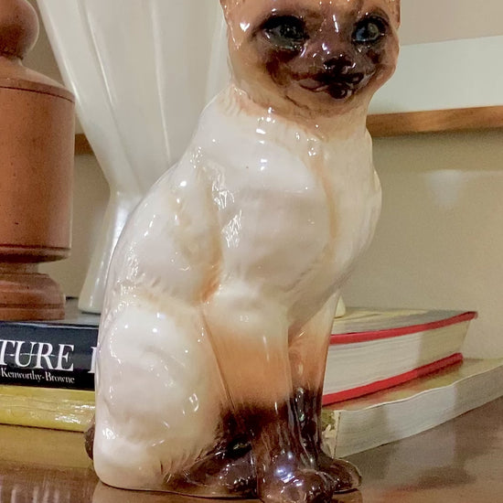 Vintage 1970s Siamese Cat Goebel #2438 Sculptural Porcelain Figurine