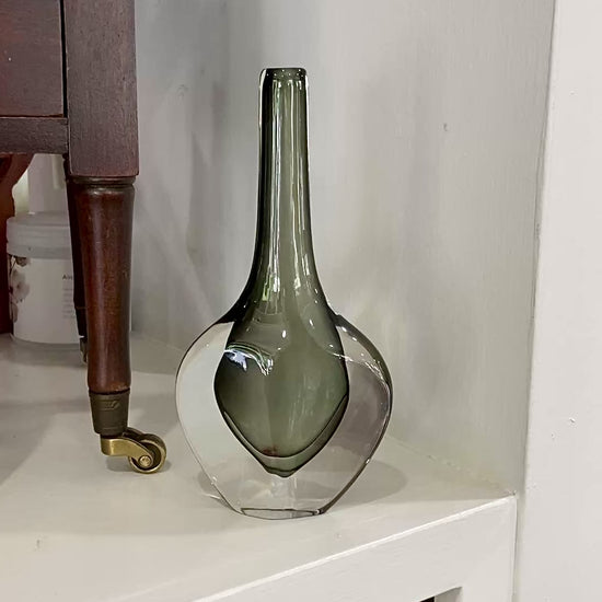 Vintage MCM Orrefors Nils Landberg Sommerso Dusk Crystal Bud Vase
