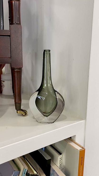 Vintage MCM Orrefors Nils Landberg Sommerso Dusk Crystal Bud Vase