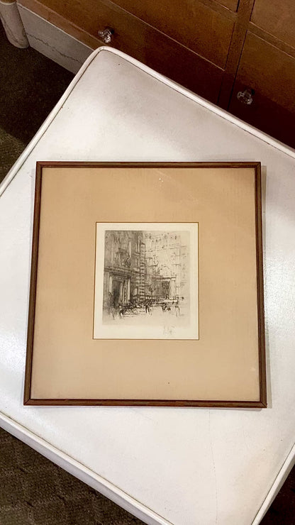 Antique William Walcott (1874-1943) Etching Baptistry Florence Framed Print