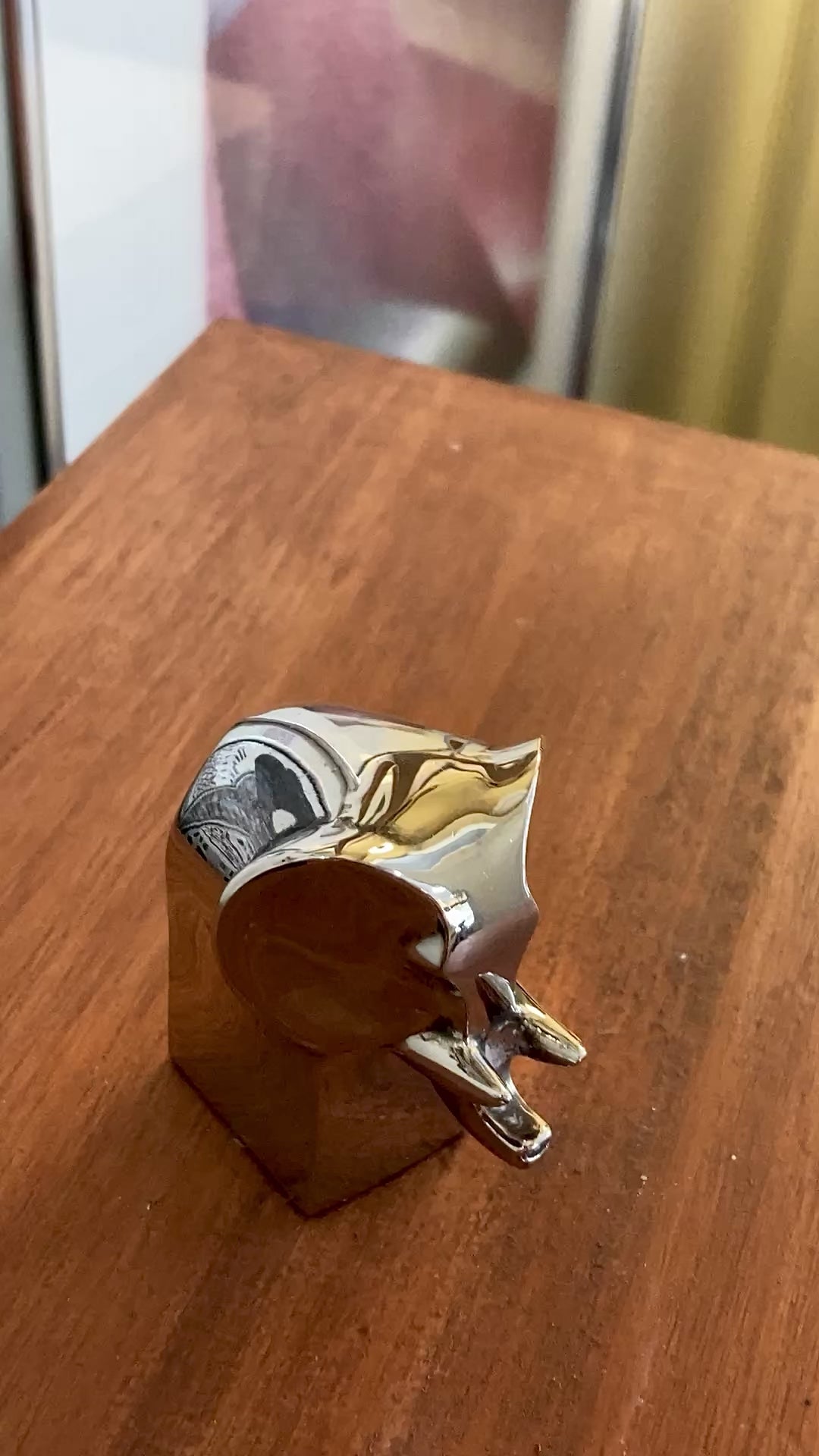 Vintage Dansk Polished Zinc Miniature Stylized Elephant Paperweight