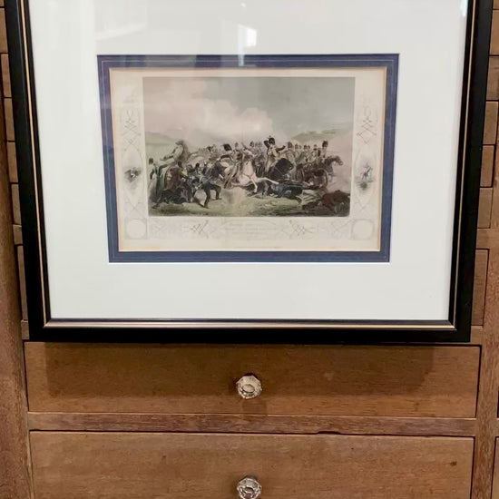 Antique 1854 Pair J. Hine W. Hulland Framed Crimean War Color Lithographs