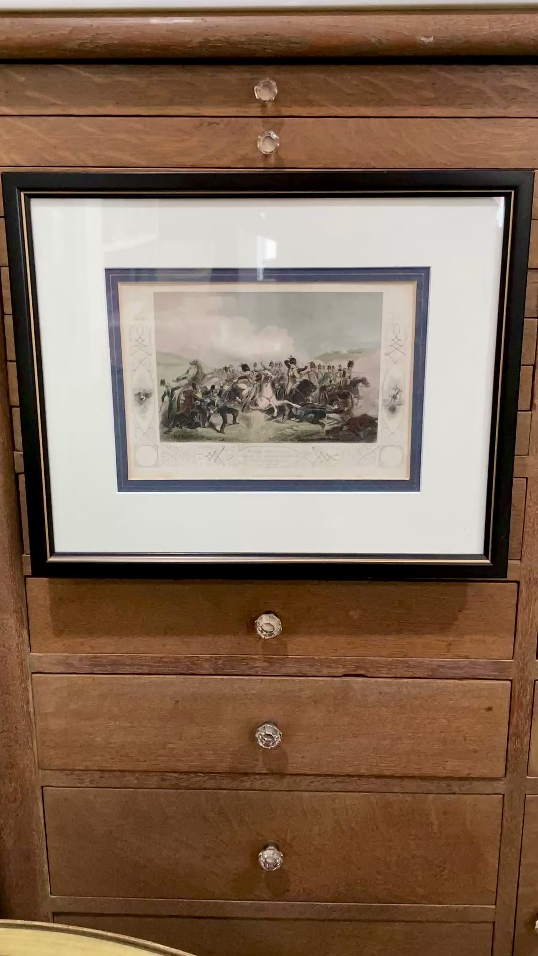 Antique 1854 Pair J. Hine W. Hulland Framed Crimean War Color Lithographs