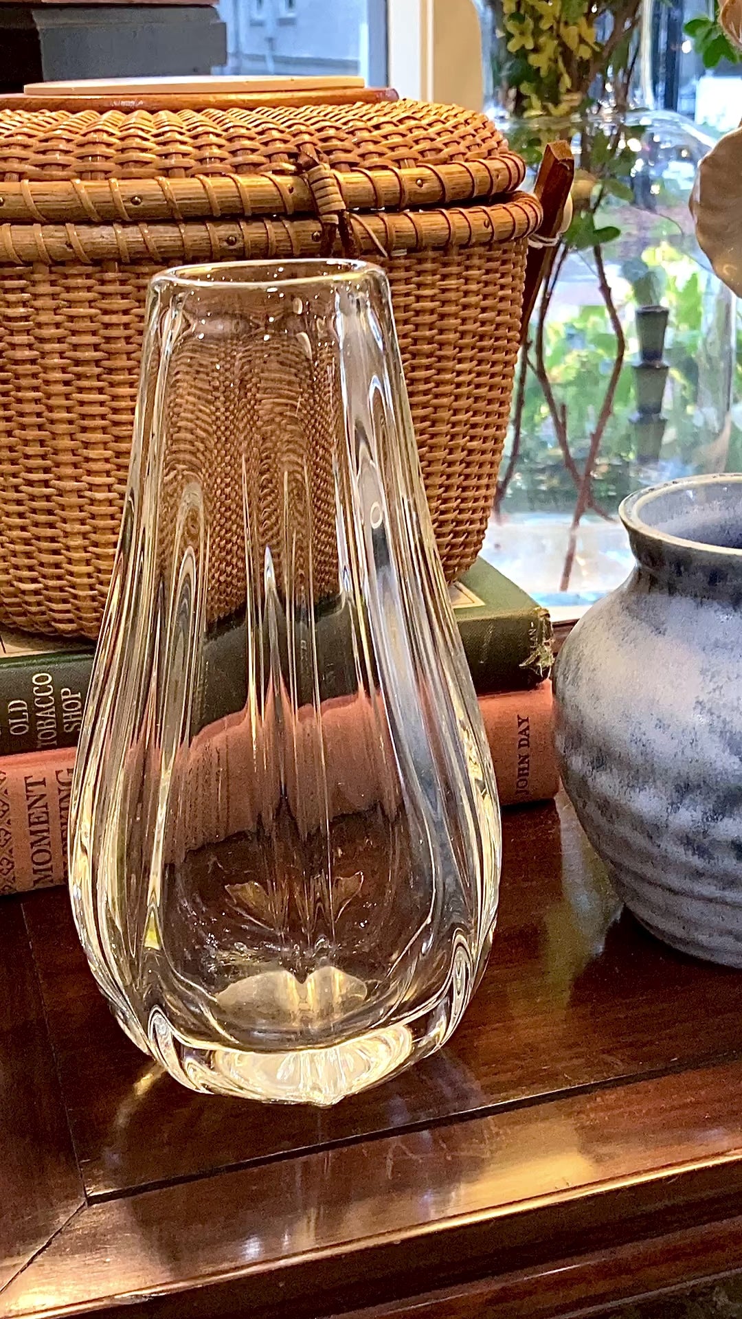 Radiant Vintage Daum Style Hand-Blown Thick Curvy Glass Vase