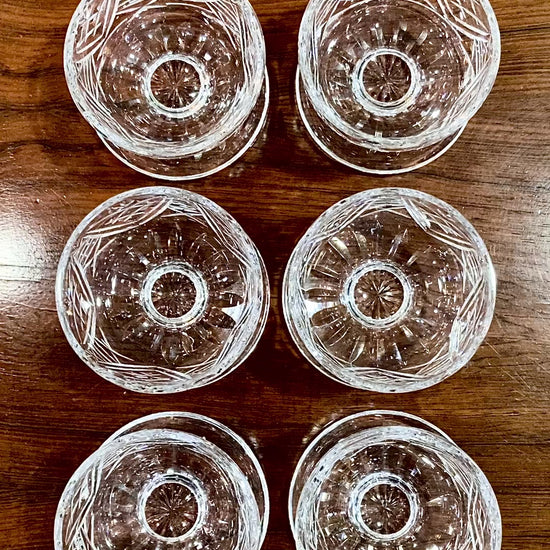 Set of Six Vintage Waterford Clear Crystal Clare Pattern Footed Dessert Bowls Video