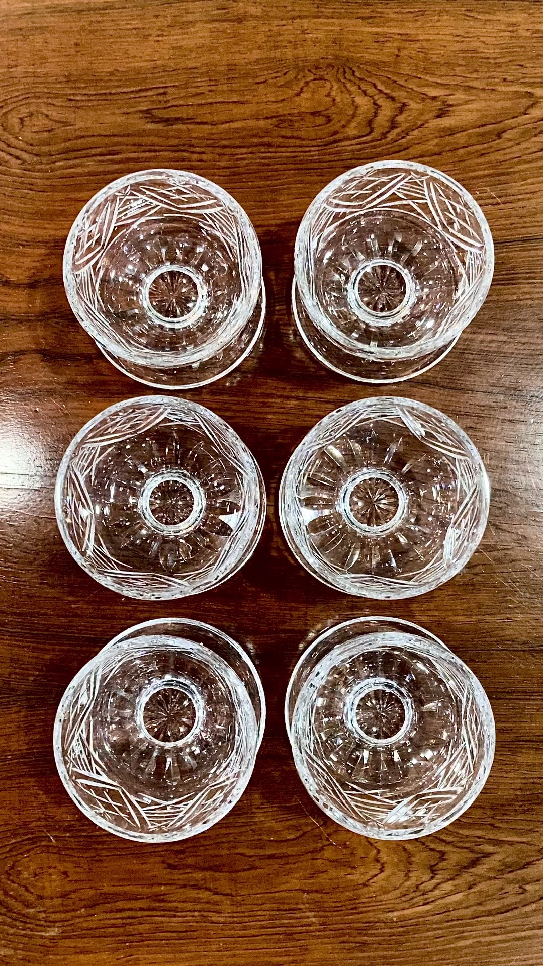 Set of Six Vintage Waterford Clear Crystal Clare Pattern Footed Dessert Bowls Video