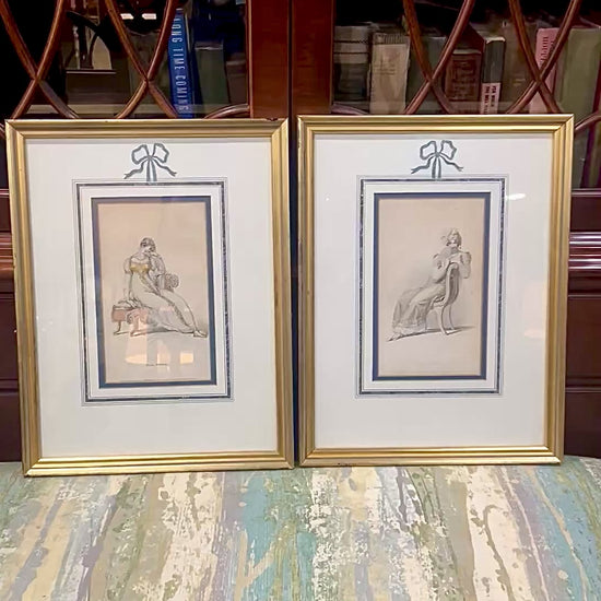 19th Century Pair of Fashion Plates Ackermann's Repository of Arts Framed Prints