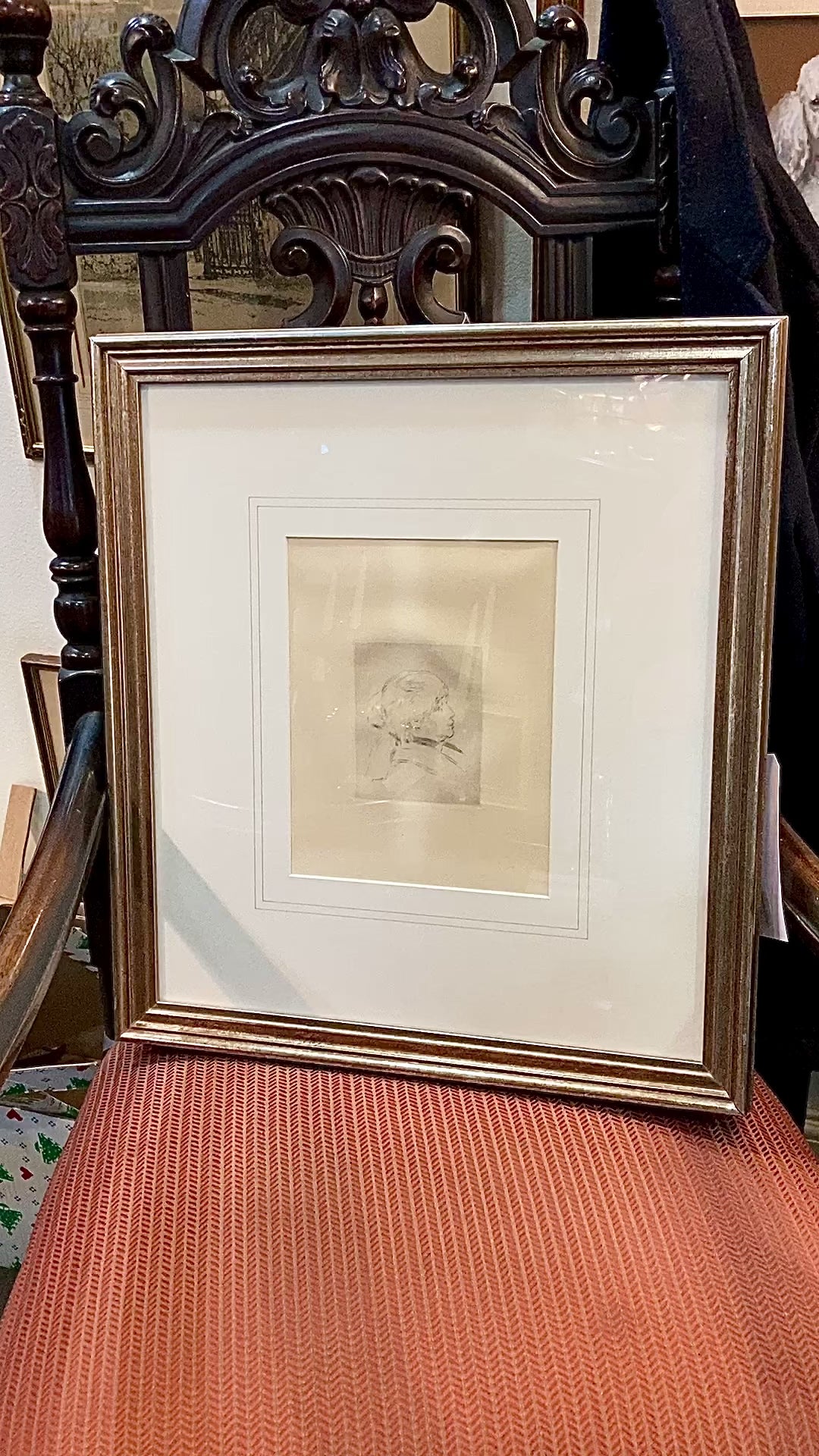 Antique Original Pierre Auguste Renoir (1841-1919) Berthe Morisot Framed Etching Video