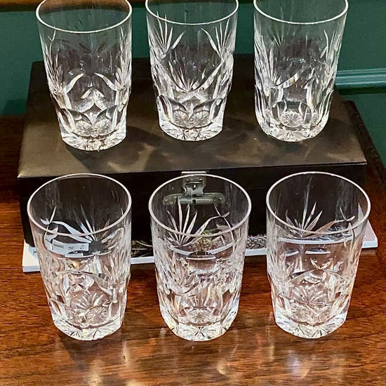 Set of Six Waterford Ashling Clear Crystal 10oz Tumblers Drink Glasses