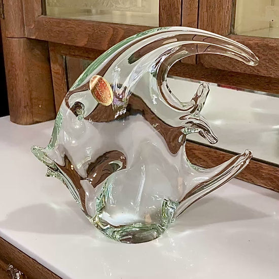 Vintage Murano Italian Handblown Clear Glass Angel Fish Sculpture