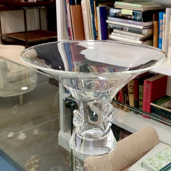 Vintage 60's Handblown George Thompson Steuben Thumbprint Clear Glass Vase