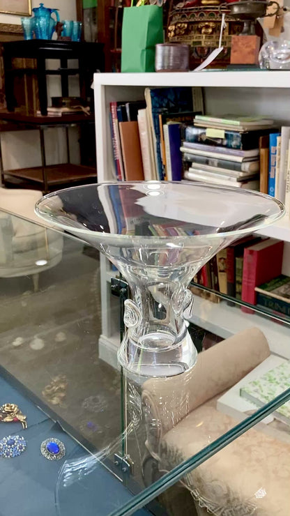 Vintage 60's Handblown George Thompson Steuben Thumbprint Clear Glass Vase