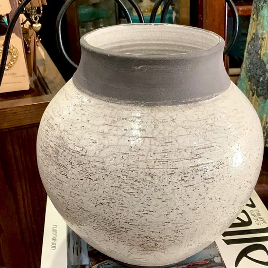 Vintage Key West White Head Street Pottery White Grey Ceramic Vase