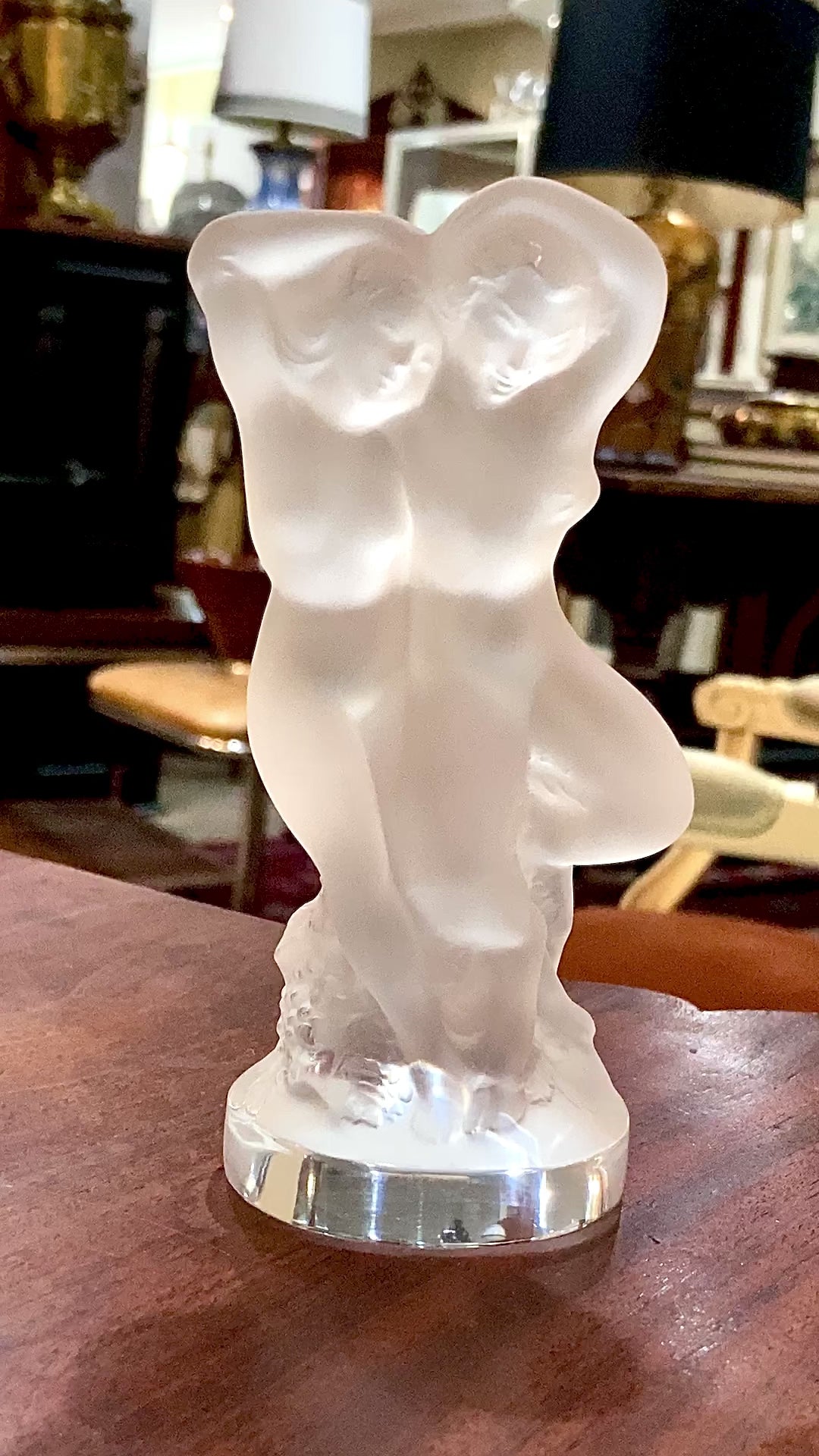 Vintage Lalique Le Faune Satyr Nymph Mythological Frosted Crystal Figurine