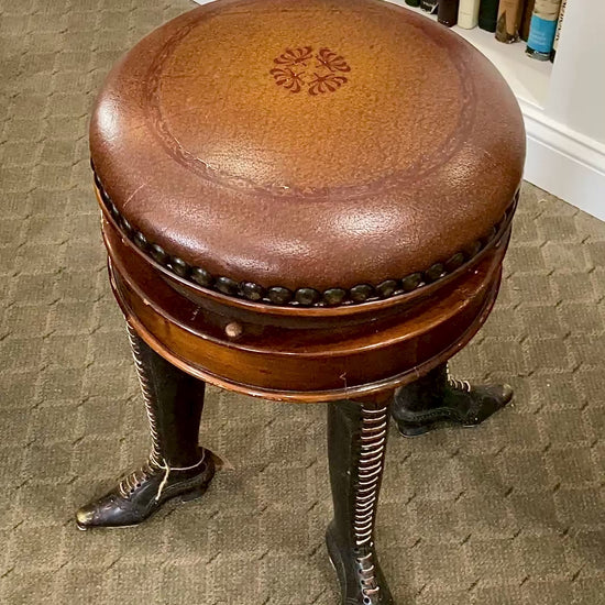 19th Century Reproduction Theodore Alexander Can-Can Adjustable Piano Stool